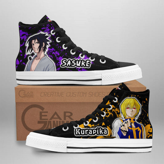 Kurapika and Sasuke Uchiha Classic High-Top Sneakers - Custom Anime Design