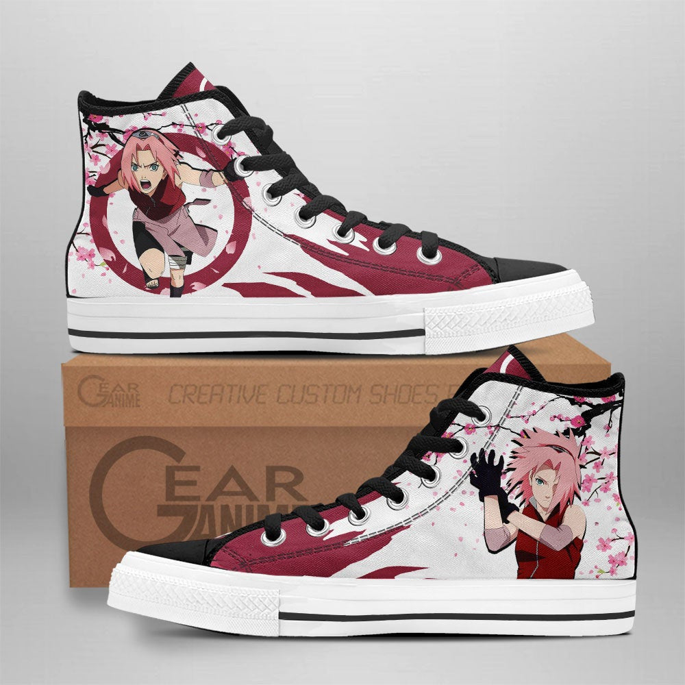 Sakura Haruno High Top Shoes Custom NRT Anime Sneakers Japan Style - 1 - GearAnime
