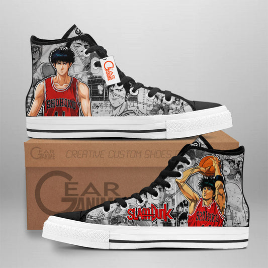 Slam Dunk Rukawa Kaede Manga Anime Custom High Top Shoes NTT0901 Gear Anime