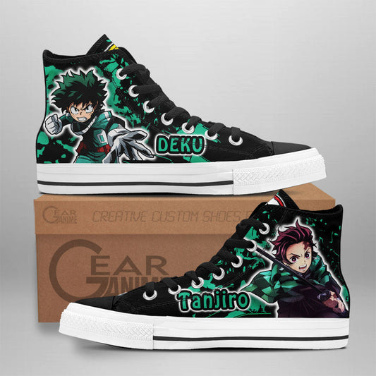 Izuku Midoriya and Tanji Classic High-Top Sneakers - Custom Anime Design