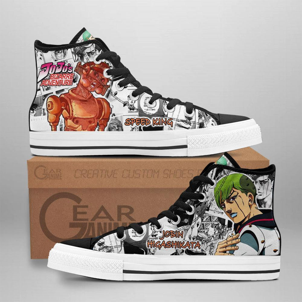 Jobin Higashikata High Top Shoes Custom Manga Anime Birraze Adventure Sneakers - 1 - GearAnime