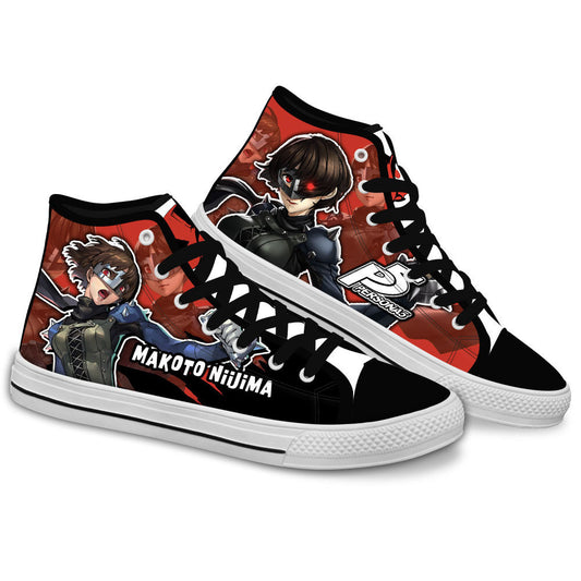 Persona Makoto Niijima Anime Custom High Top Shoes Gear Anime