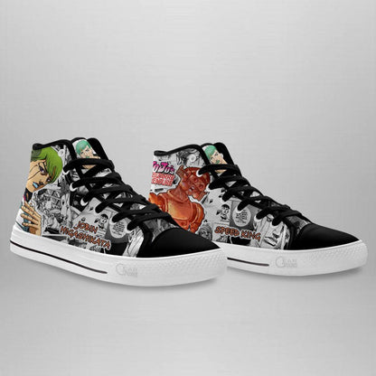 Jobin Higashikata High Top Shoes Custom Manga Anime Jojo's Birraze Adventure Sneakers - 3 - GearAnime