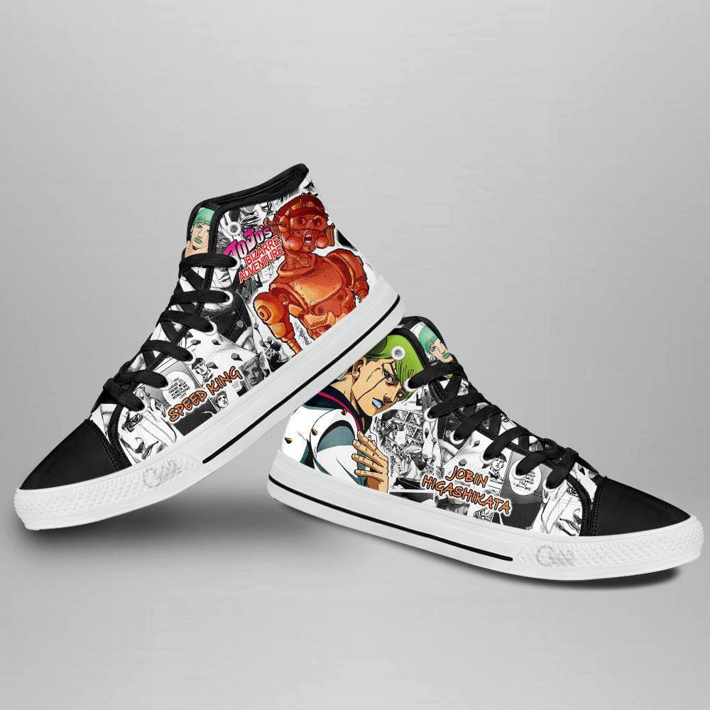 Jobin Higashikata High Top Shoes Custom Manga Anime Jojo's Birraze Adventure Sneakers - 4 - GearAnime