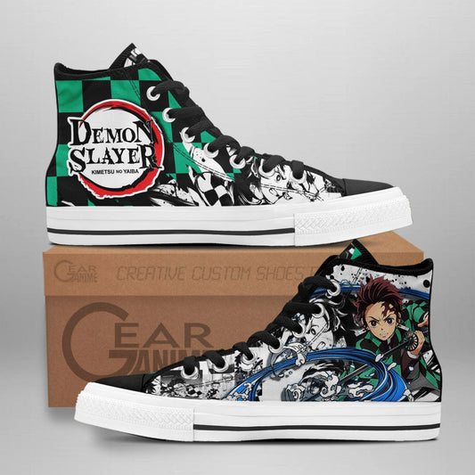 Tanjiro Water High Top Shoes Custom Anime Demon Slayer Sneakers - 1 - GearAnime