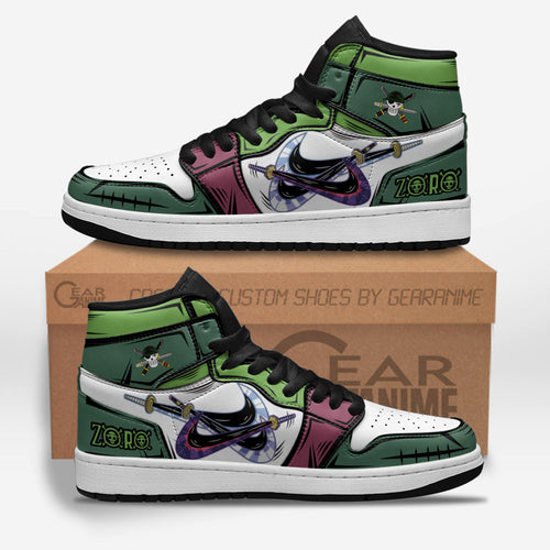 Roronoa Zoro J1 Sneakers - Custom Anime Design Three Sword Style