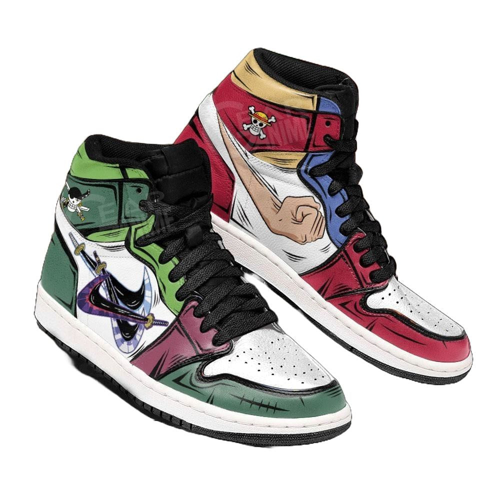 Luffy and Zoro J1 Sneakers - Custom Anime Design