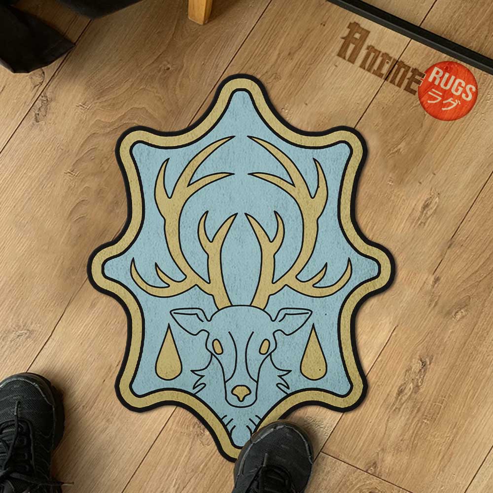 Aqua Deer Symbol Shaped Rugs Custom Anime Black Clover Carpets Room Decor Mats-Animerugs