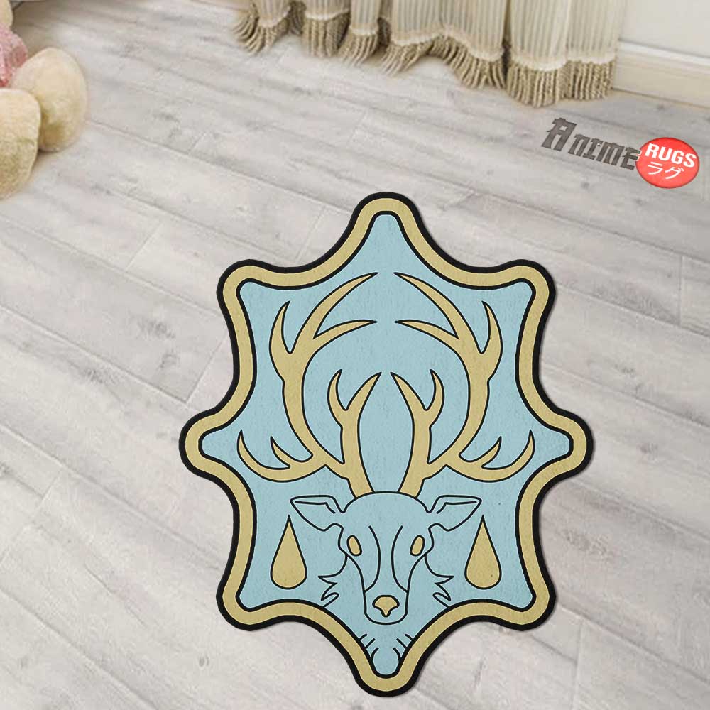 Aqua Deer Symbol Shaped Rugs Custom Anime Black Clover Carpets Room Decor Mats-Animerugs