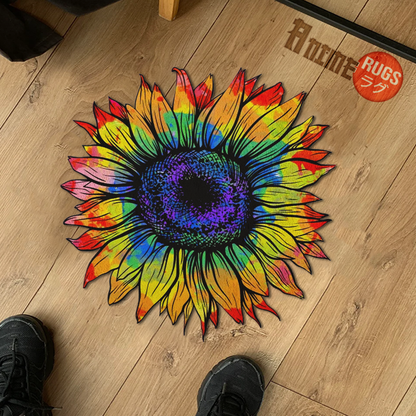 Tie Dye Sunflower Shaped Rugs Custom For Room Decor Mat Quality Carpet-Animerugs