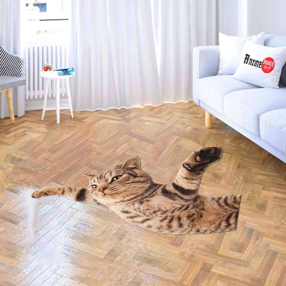 Funny Cat Shaped Rugs Custom For Livingroom Decor Mat Quality Carpet-Animerugs