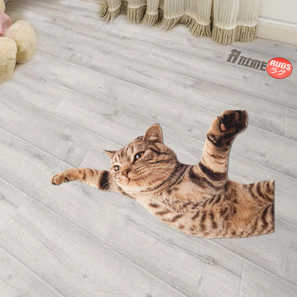Funny Cat Shaped Rugs Custom For Livingroom Decor Mat Quality Carpet-Animerugs