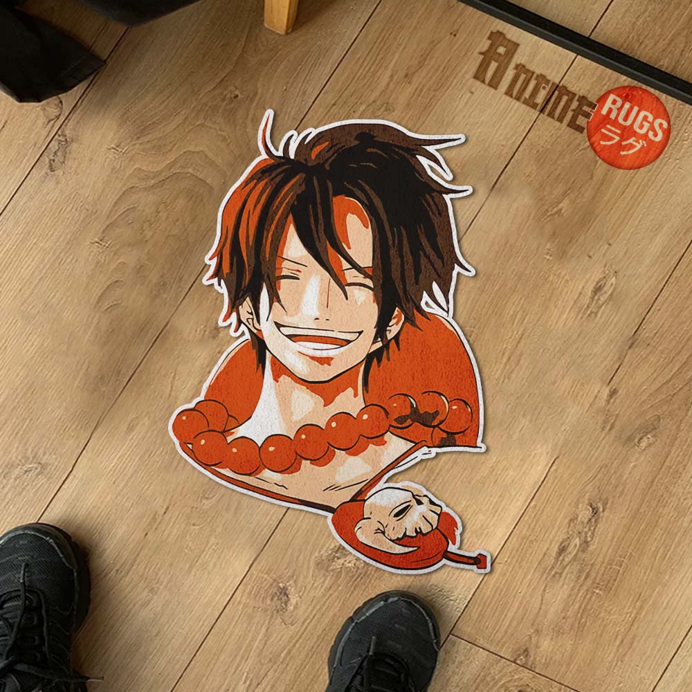 Portgas D. Ace Shaped Rugs Custom One Piece For Room Decor Mat Quality Carpet-Animerugs