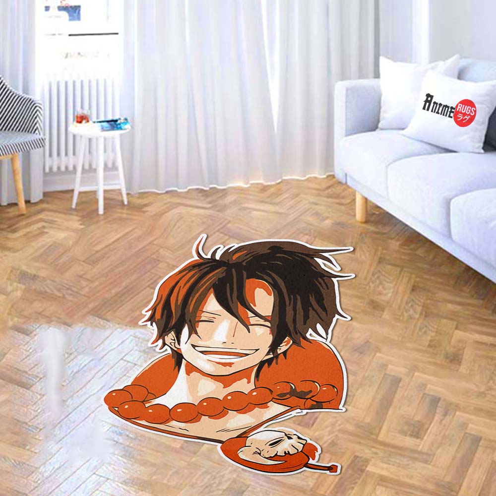 Portgas D. Ace Shaped Rugs Custom One Piece For Room Decor Mat Quality Carpet-Animerugs