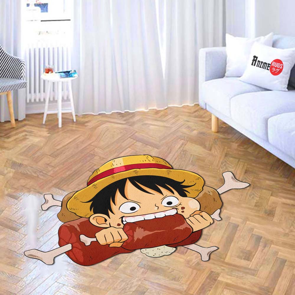 Funny Monkey D. Luffy Shaped Rug Custom One Piece For Room Decor Quality Mats-Animerugs