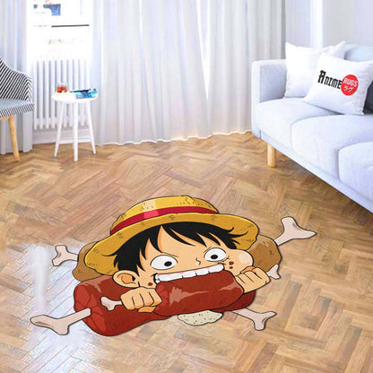 Funny Monkey D. Luffy Shaped Rug Custom One Piece For Room Decor Quality Mats-Animerugs