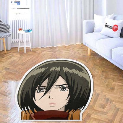 Mikasa Ackerman Shaped Rug Custom Attack On Titan Anime Room Decor Mat Quality Carpet-Animerugs