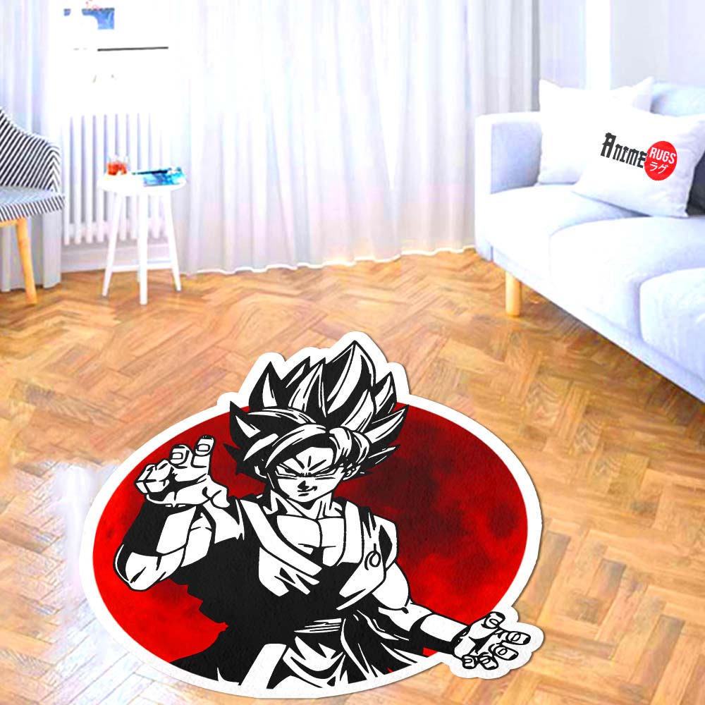 Goku Blue Shaped Rug Custom Anime Dragon Ball Mats Room Decor Quality Carpets-Animerugs