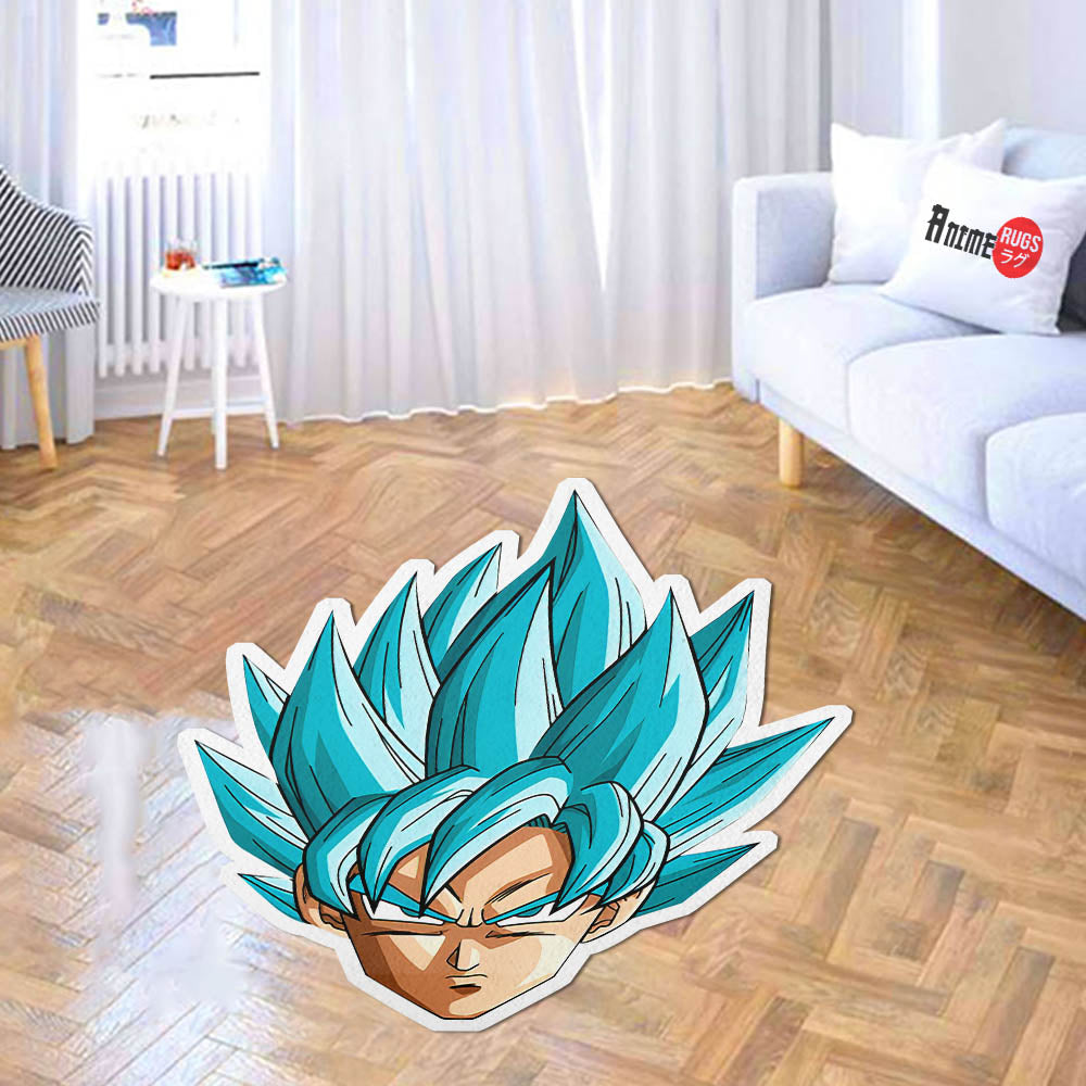 Goku Blue Shaped Rugs Custom Anime Dragon Ball Carpets Room Decor Mats-Animerugs
