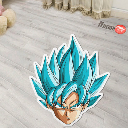 Goku Blue Shaped Rugs Custom Anime Dragon Ball Carpets Room Decor Mats-Animerugs