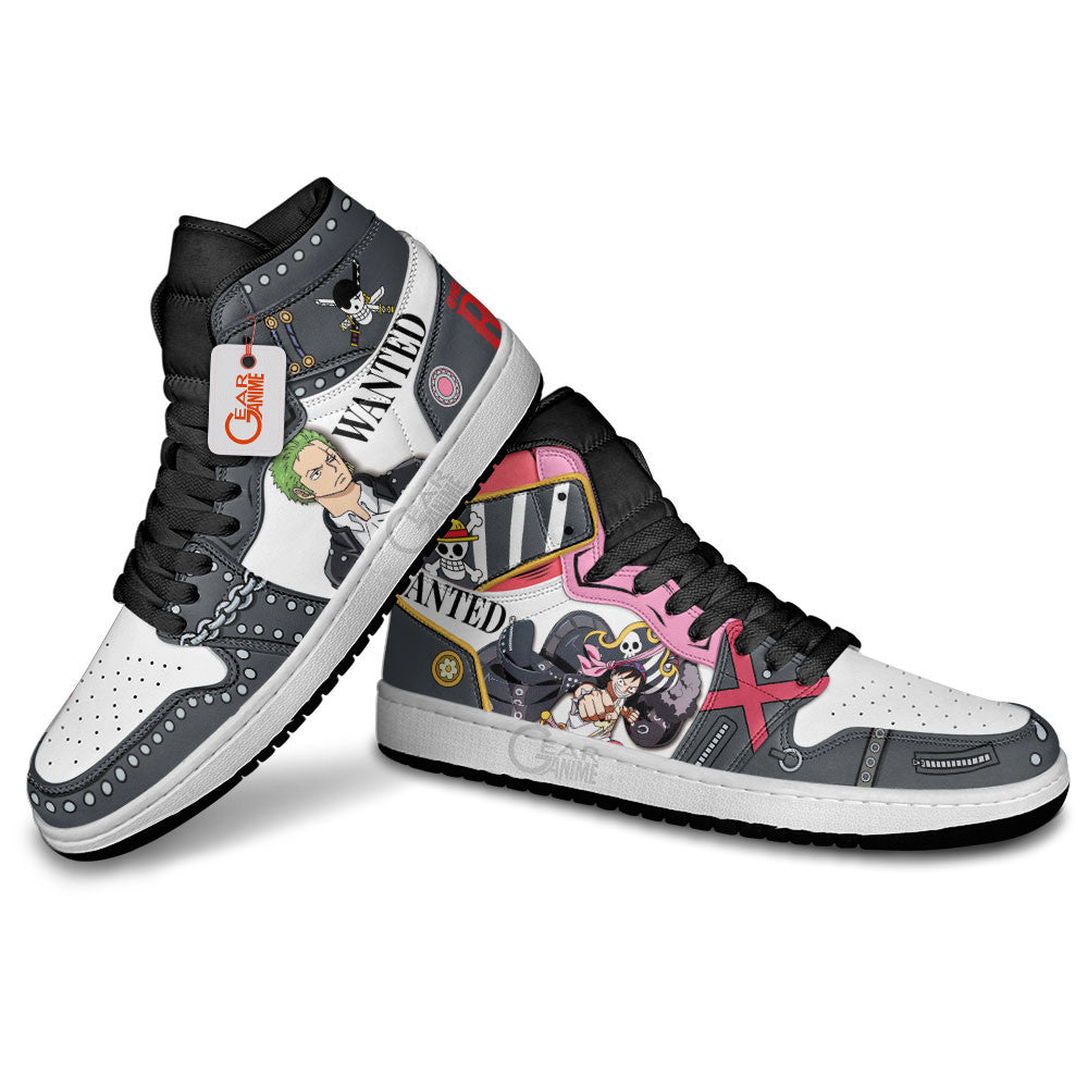 Luffy and Zoro Red J1 Sneakers - Custom Anime Design